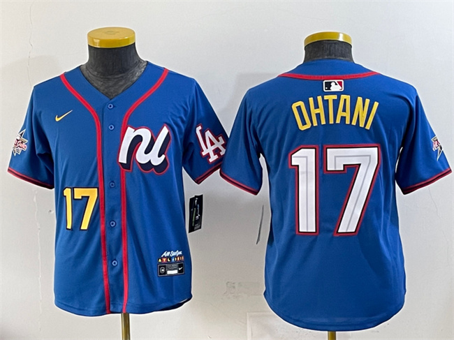 Youth National League #17 Shohei Ohtani Blue 2025 All-Star Edition Limited Stitched Baseball Jersey Youth National League #17 Shohei Ohtani Blue 2025 All-Star Edition Limited Stitched Baseball Jersey